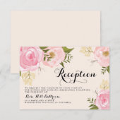 D'accompagnement Carte de réception de mariage à fleurs roses vinta (Devant / Derrière)