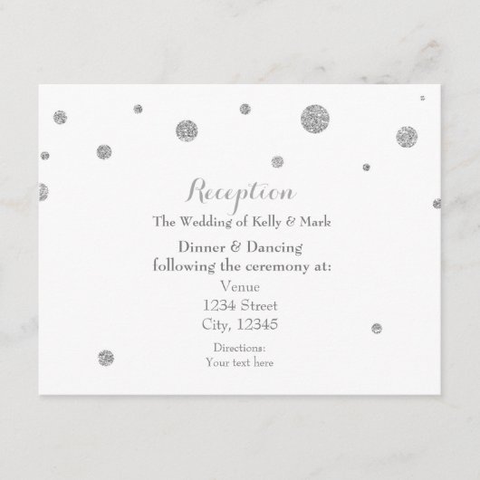 D'accompagnement Carte de réception de mariage à paillettes blanche (Devant)