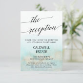 D'accompagnement Carte de réception de mariage Aqua and Gold Beach (Debout devant)