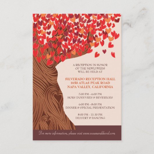 D'accompagnement Carte de réception de mariage au chêne d'amour d'a (Devant)