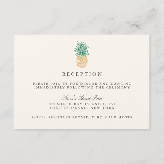 D'accompagnement Carte de réception de mariage au format Ananas Vin (Devant)