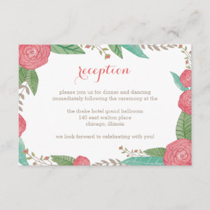 D'accompagnement Carte de réception de mariage aux florales peintes