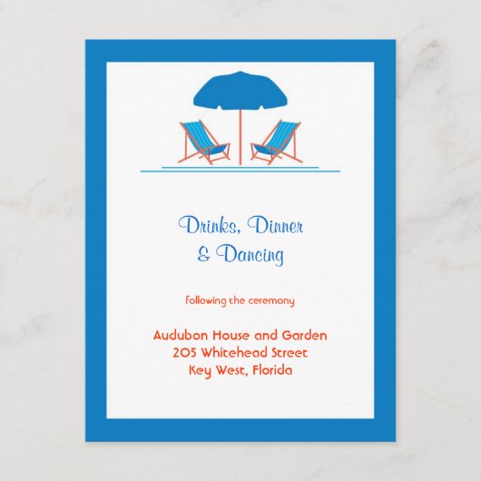 D'accompagnement Carte de réception de mariage avec chaises de plag (Devant)