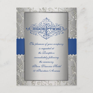 D'accompagnement Carte de réception de mariage bleu et argent