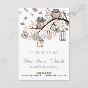 D'accompagnement Carte de réception de mariage Blush et Grey Owls