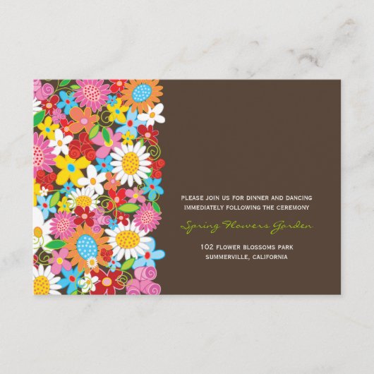 D'accompagnement Carte de réception de mariage chic avec fleurs de (Devant)