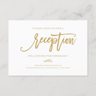 D'accompagnement Carte de réception de mariage chic en or avec lett
