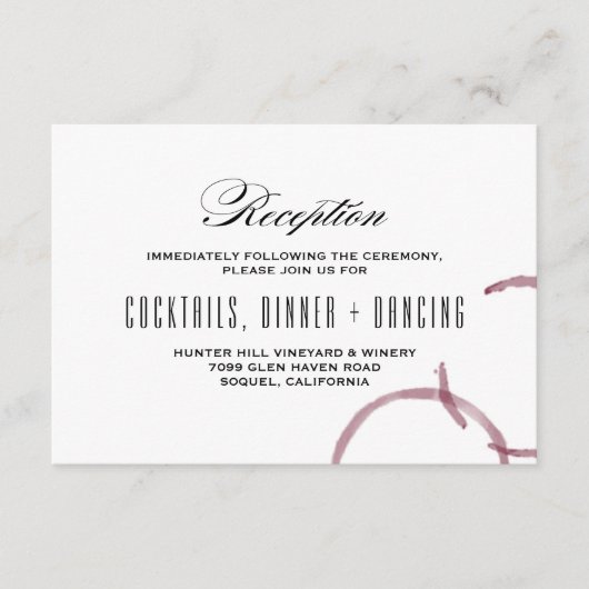 D'accompagnement Carte de réception de mariage de vignoble avec tac (Devant)