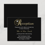 D'accompagnement Carte de réception de mariage élégante en noir et  (Devant / Derrière)