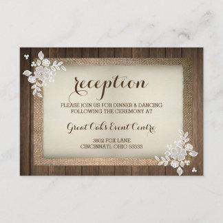 D'accompagnement Carte de réception de mariage en bois rustique, to