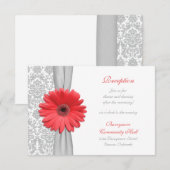 D'accompagnement Carte de réception de mariage en damas gris Corail (Devant / Derrière)