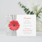 D'accompagnement Carte de réception de mariage en damas gris Corail (Debout devant)