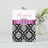 D'accompagnement Carte de réception de mariage en damas rose noir b (Debout devant)