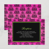 D'accompagnement Carte de réception de mariage en damassé vert rose (Devant / Derrière)
