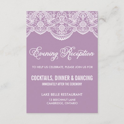 D'accompagnement Carte de réception de mariage en dentelle de broca (Devant)