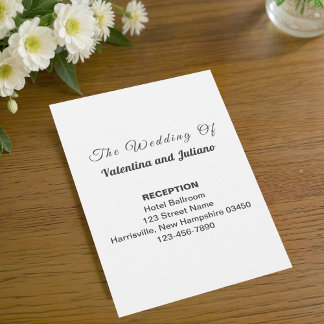 D'accompagnement Carte de réception de mariage en portrait noir et