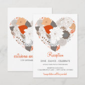 D'accompagnement Carte de réception de mariage Fleurs de cœur gris  (Devant / Derrière)