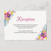 D'accompagnement Carte de réception de mariage floral à fleurs doré (Devant)