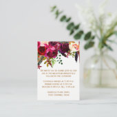 D'accompagnement Carte de réception de mariage - Floral Bourgogne, (Debout devant)