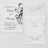 D'accompagnement Carte de réception de mariage floral noir et blanc (Devant / Derrière)