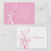 D'accompagnement Carte de réception de mariage floral rose et blanc (Devant / Derrière)