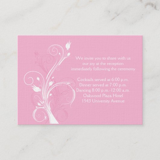 D'accompagnement Carte de réception de mariage floral rose et blanc (Devant)