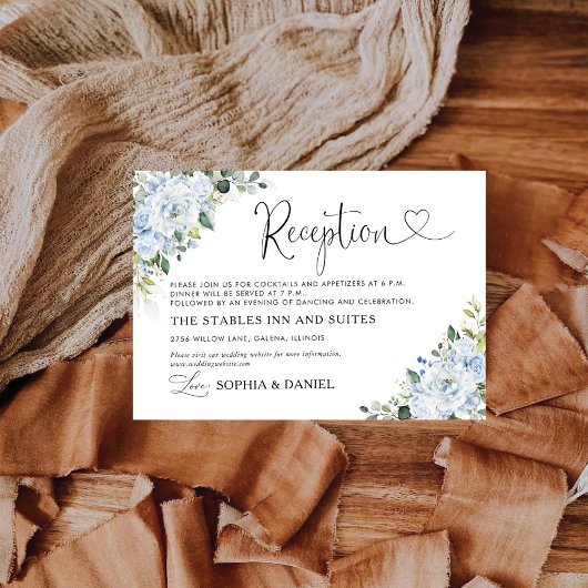 D'accompagnement Carte de réception de mariage florale bleu clair r