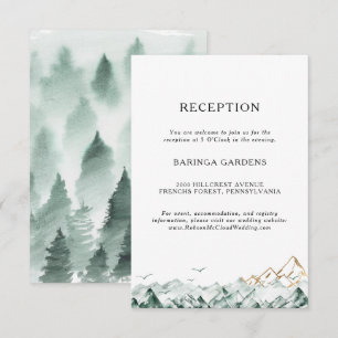 D'accompagnement Carte de réception de mariage Green et Gold Mounta