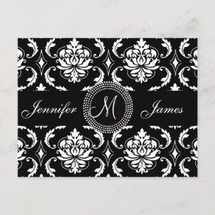 D'accompagnement Carte de réception de mariage initiale en damas no