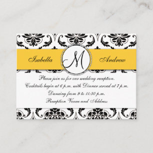 D'accompagnement Carte de réception de mariage jaune damassé noir