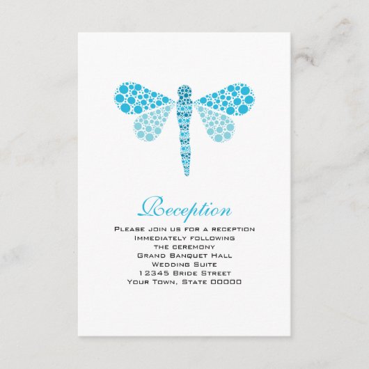 D'accompagnement Carte de réception de mariage libellule bleue et b (Devant)