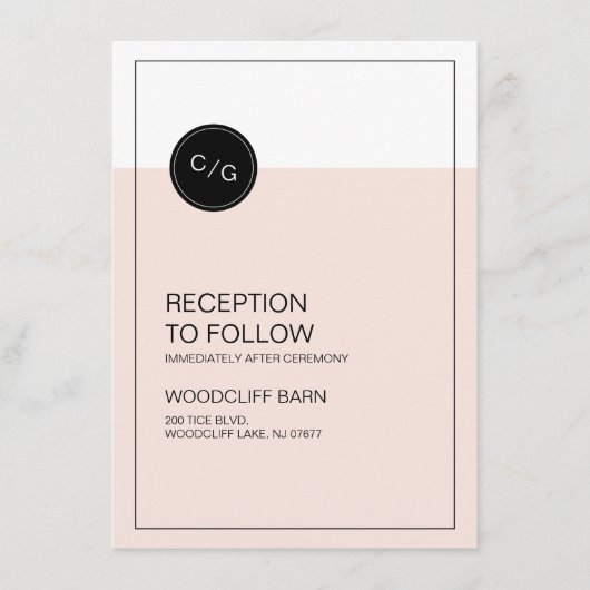 D'accompagnement Carte de réception de mariage moderne avec couleur (Devant)