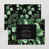 D'accompagnement Carte de réception de mariage moderne verte Feuill (Devant / Derrière)