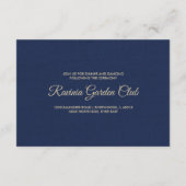 D'accompagnement Carte de réception de mariage Motif bleu marine (Dos)