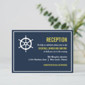 D'accompagnement Carte de réception de mariage nautique bleu marine (Debout devant)