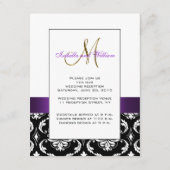 D'accompagnement Carte de réception de mariage noire violette et bl (Dos)