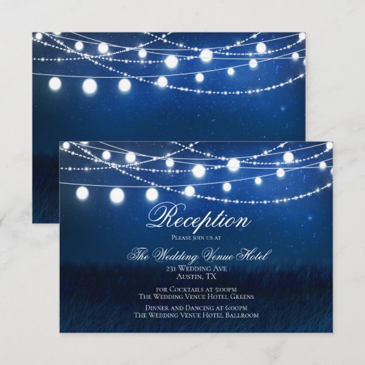 D'accompagnement Carte de réception de mariage Nuit bleue et lumièr (Devant / Derrière)