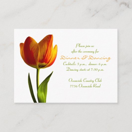 D'accompagnement Carte de réception de mariage Orange Tulip (Devant)