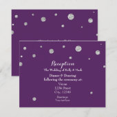 D'accompagnement Carte de réception de mariage pailletée violet et (Devant / Derrière)