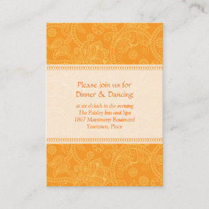 D'accompagnement Carte de réception de mariage Paisley Orange