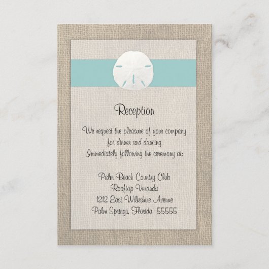 D'accompagnement Carte de réception de mariage Plage Dollar de Sabl (Devant)