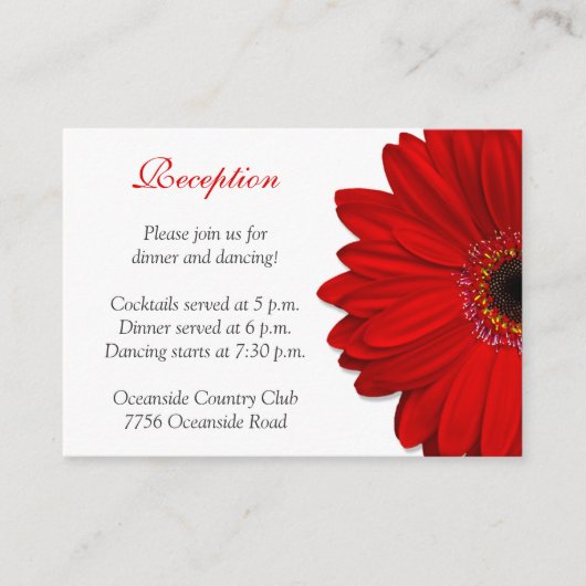 D'accompagnement Carte de réception de mariage Red Gerber Daisy (Devant)