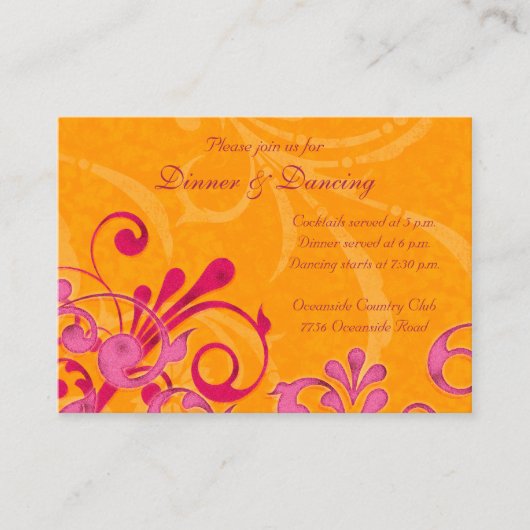 D'accompagnement Carte de réception de mariage rose et orange (Devant)