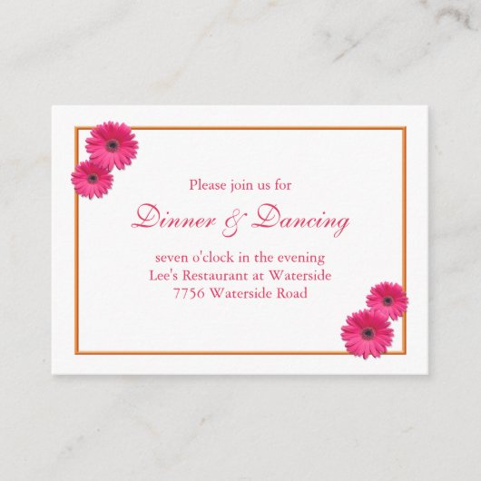 D'accompagnement Carte de réception de mariage rose Gerbera Daisy (Devant)