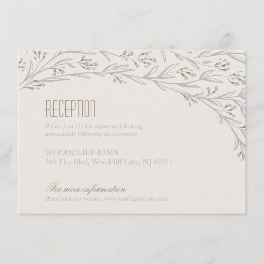 D'accompagnement Carte de réception de mariage rustique lilas éléga (Devant)