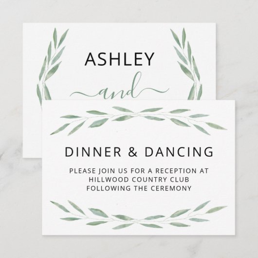 D'accompagnement Carte de réception de mariage Sage Greenery, Botan (Devant / Derrière)