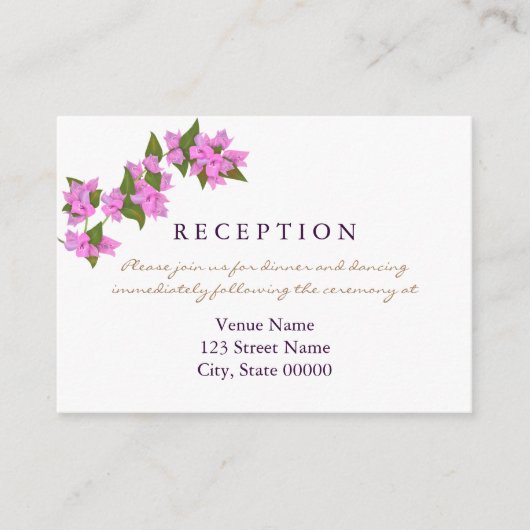 D'accompagnement Carte de réception de mariage tropical de Bougainv (Devant)