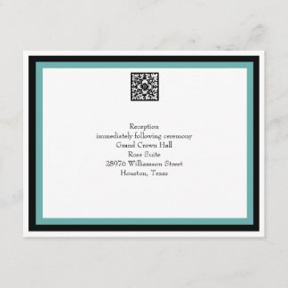 D'accompagnement Carte de réception de mariage turquoise