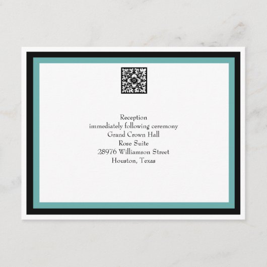 D'accompagnement Carte de réception de mariage turquoise (Devant)