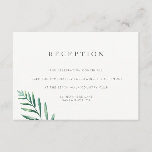 D'accompagnement Carte de réception de mariage verdoyante simple (Devant)